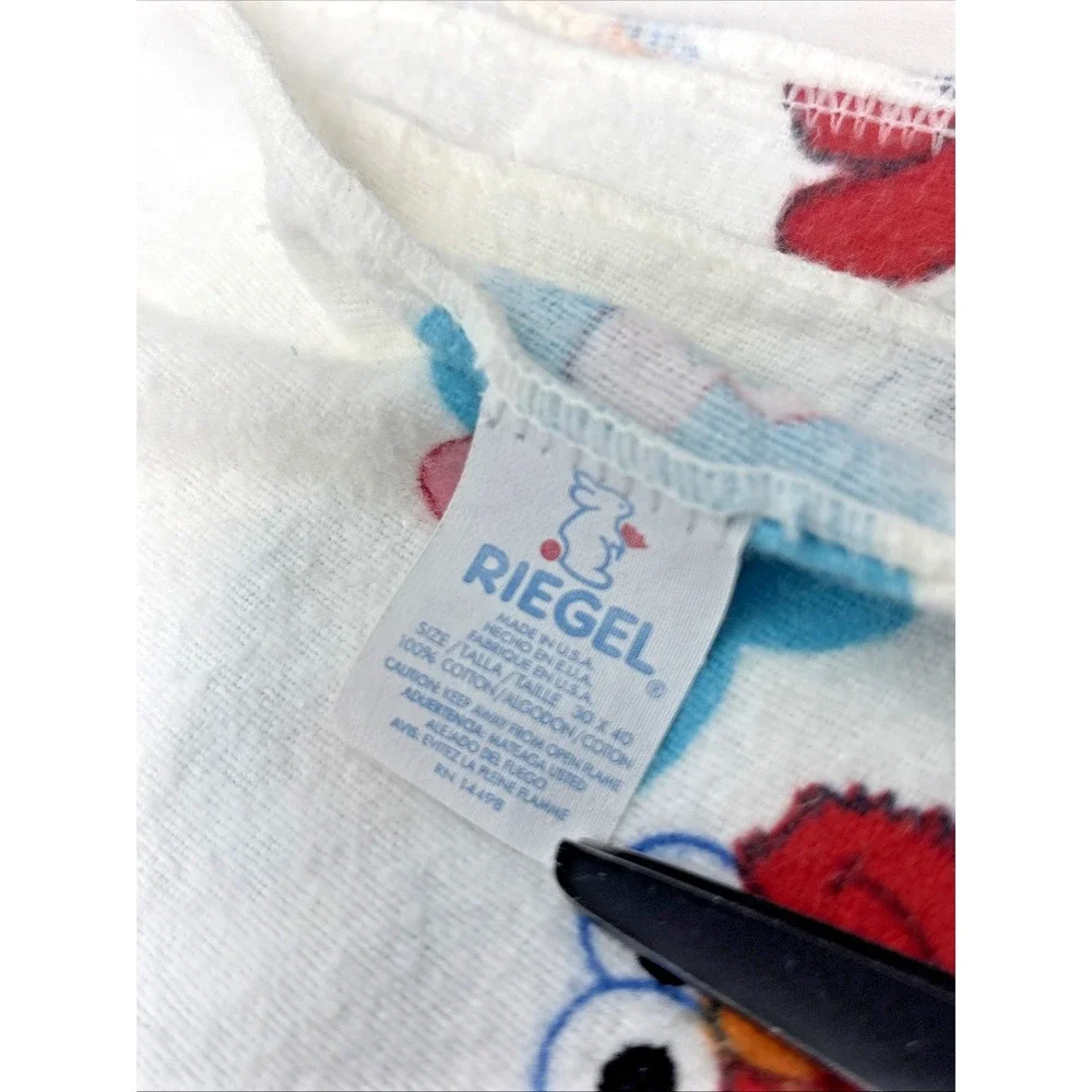 Vintage Sesame Street Receiving Blanket Elmo Big Bird 34x28 Riegel Cotton 90s